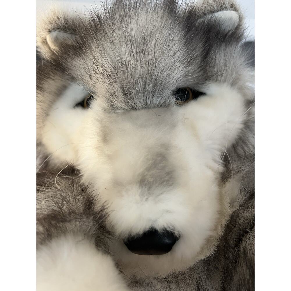 Folkmanis Puppets Timber Wolf Hand Puppet Plush Gray White Realistic Large Toy